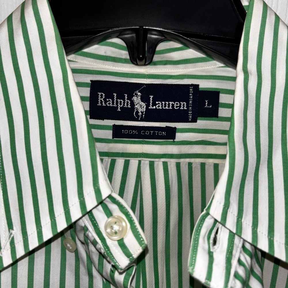 Polo Ralph Lauren classic-fit short-sleeve seersucker shirt in green SZ L​​​ - Picture 4 of 7
